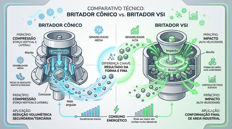 Britador VSI x Britador Cônico: Qual Escolher para Produzir Mais Areia Industrial?